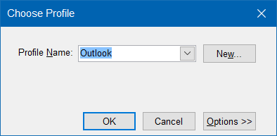 Outlook shows loading profile